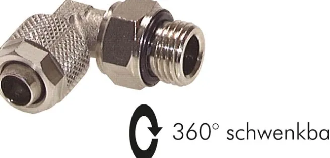 Winkel-Drehverschraubung G 1/8"-6x4mm, Messing vernickelt, Dichtung FKM