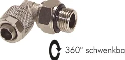 Winkel-Drehverschraubung G 1/4"-6x4mm, Messing vernickelt