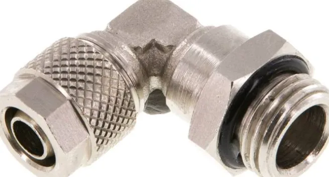 Winkel-Drehverschraubung G 1/4"-8x6mm, Messing vernickelt