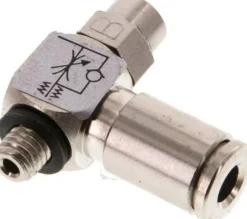 Winkel-Drosselrückschlagventil M 5-4mm,abluftregelnd (Standard), Messing, Eco