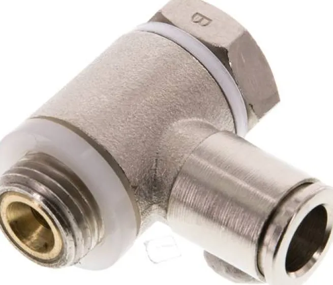 Winkel-Drosselrückschlagventil G 1/4"-8mm,abluftregelnd (Standard), Messing, Eco