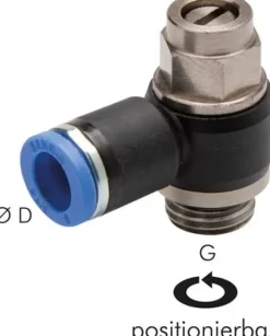 Winkel-Drosselrückschlagventil G 1/8"-6mm,abluftregelnd (Standard), gesichert verstellbar