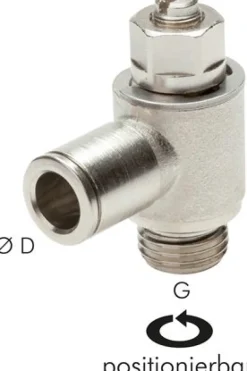 Winkel-Drosselrückschlagventil G 1/4"-8mm,abluftregelnd (Standard), Messing