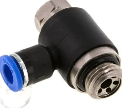 Winkel-Drosselrückschlagventil G 1/4"-6mm,abluftregelnd (Standard), gesichert verstellbar