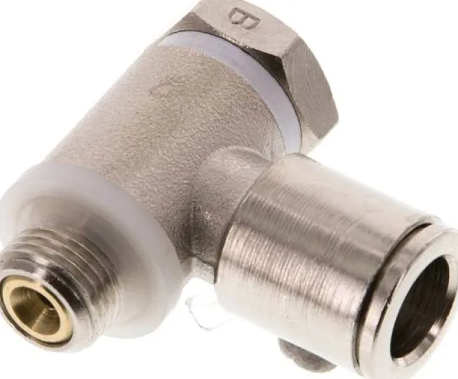 Winkel-Drosselrückschlagventil G 1/8"-8mm,abluftregelnd (Standard), Messing, Eco