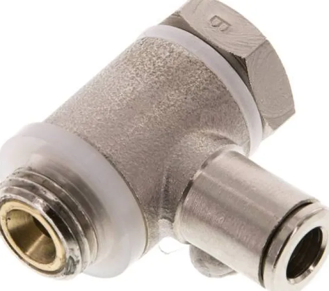 Winkel-Drosselrückschlagventil G 1/4"-6mm,abluftregelnd (Standard), Messing, Eco