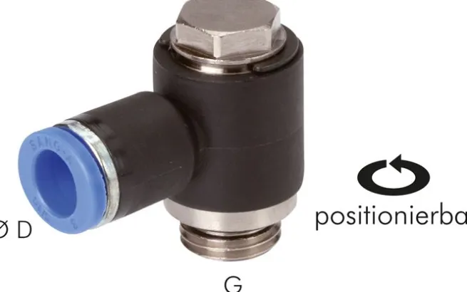 Winkel-Steckanschluss G 1/4"-6mm, IQS-Standard, während der Montage positionierbar