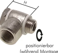 Winkel-Verschraubung G 1/8" AG/IG, Messing vernickelt, Hohlschraube
