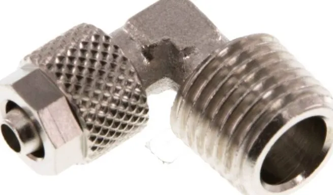 Winkel-Verschraubung R 1/4"-6x4mm, Messing vernickelt
