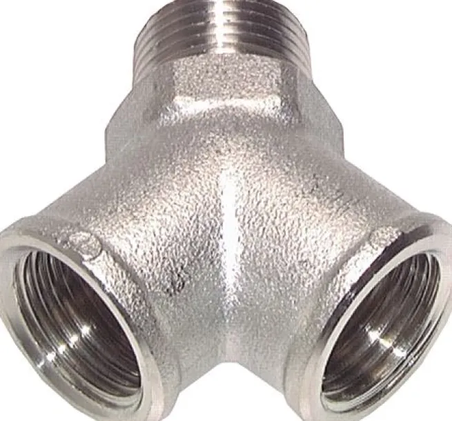 Y-Einschraubstück R 1/2" (AG)- 2 x G 1/2" (IG), Messing vernickelt