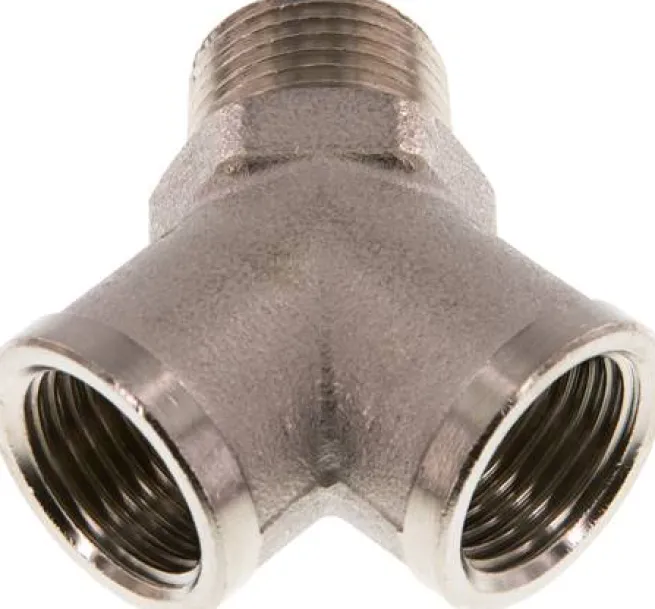 Y-Einschraubstück R 1/2" (AG)- 2 x G 1/2" (IG), Messing vernickelt